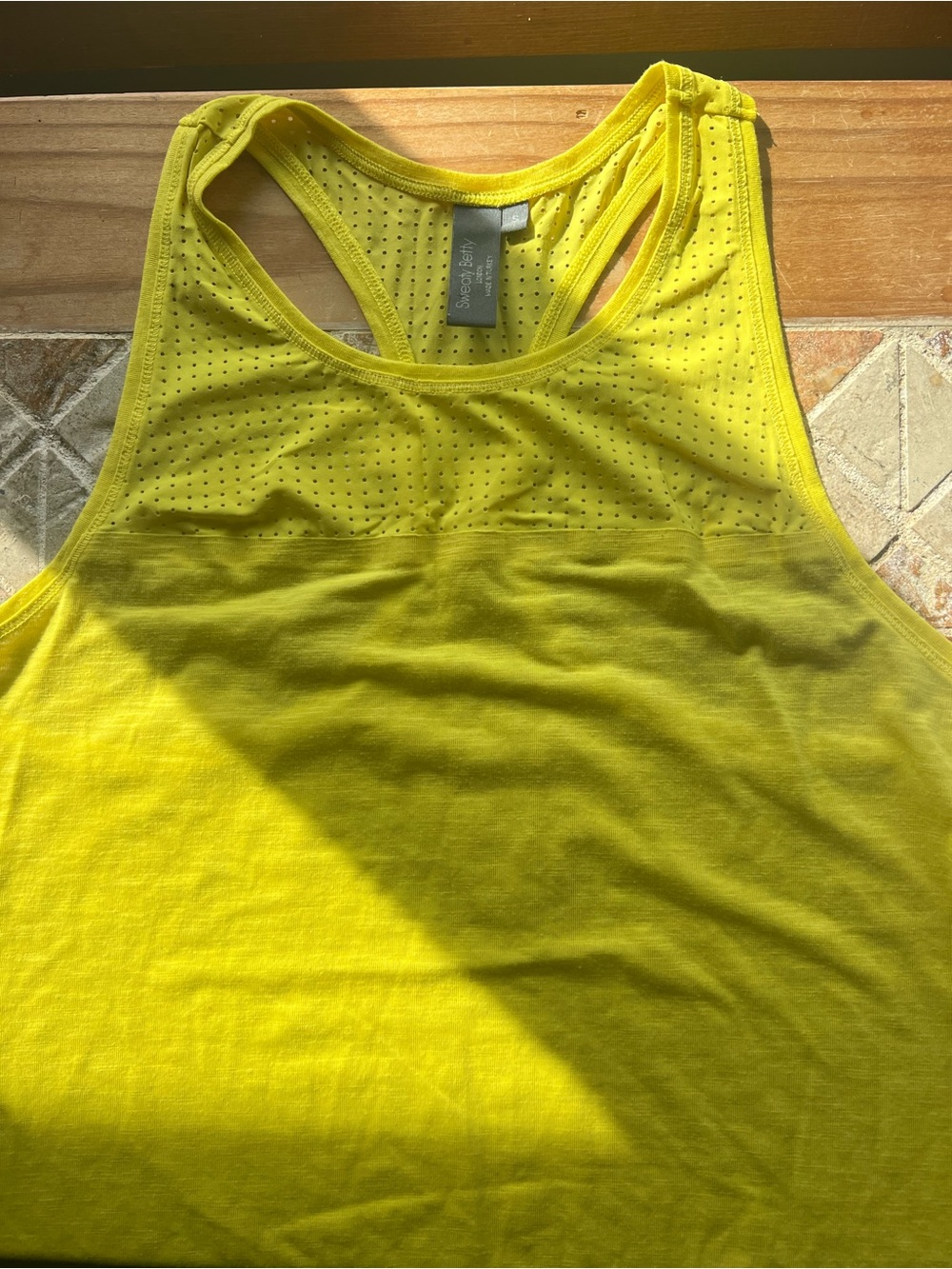 Sweaty Betty Scoop Neck Racerback Breathable Nylon Tank Top Yellow Women S # 396
